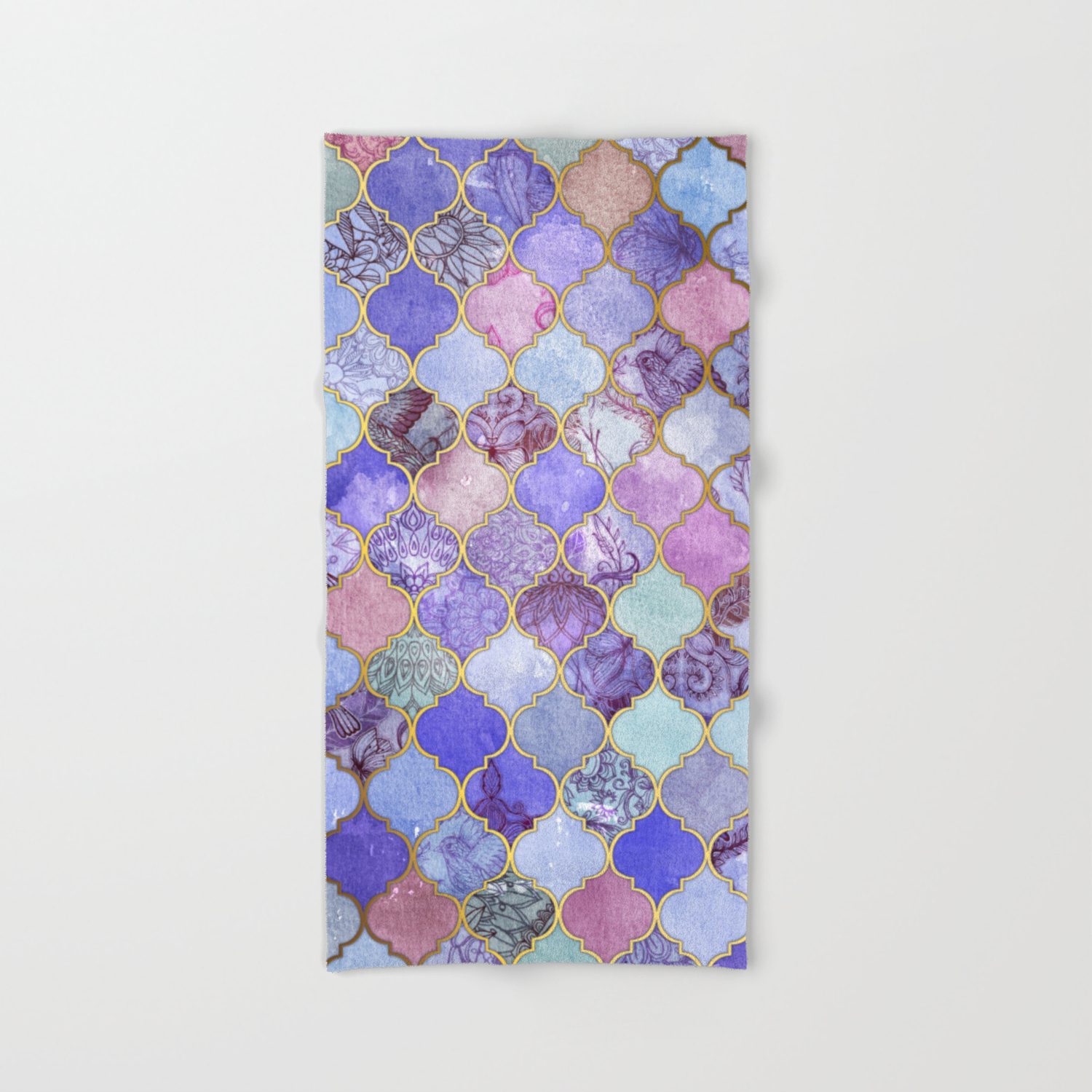 Royal Purple Mauve Indigo Decorative Moroccan Tile Pattern Hand