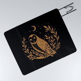 Owl Moon - Gold Picnic Blanket