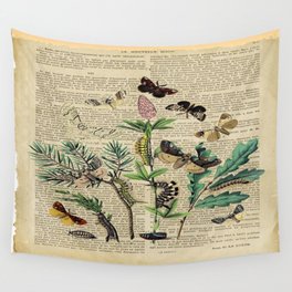 Book Art Caterpillar, Moths & Butterflies Wall Tapestry