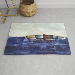like boats we sway Rug | Painting, Impressionism, Boatssealostlifeblueskywhitedreamwaves, Acrylic 
