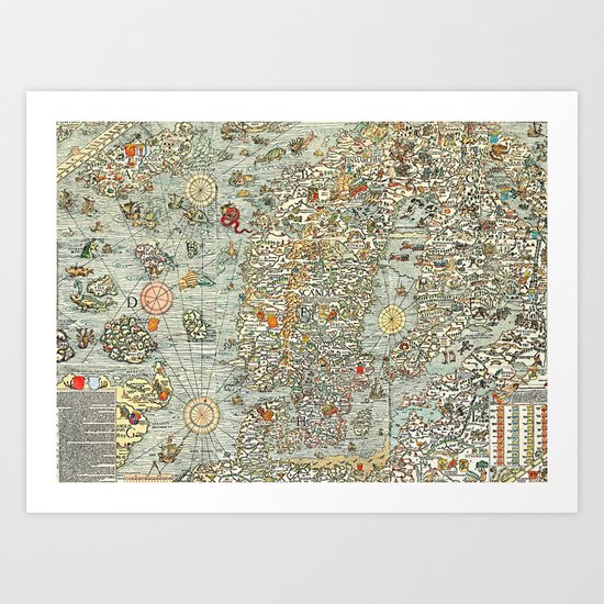 Ancient map Art Print