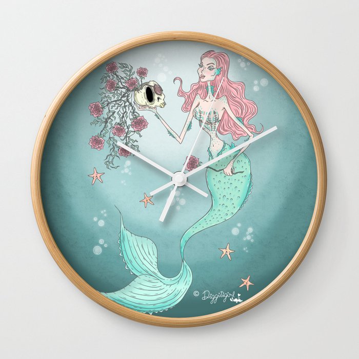 Spooky Mermaid Wall Clock