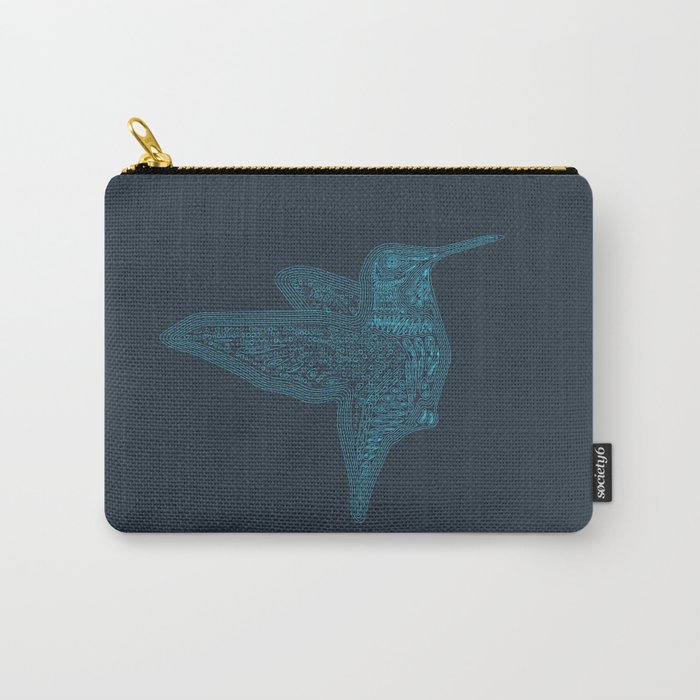 Humming Bird Blue Carry-All Pouch
