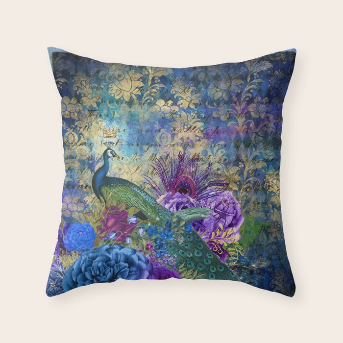 Feather Peacock 20 Throw Pillow by Juliana RW Society6