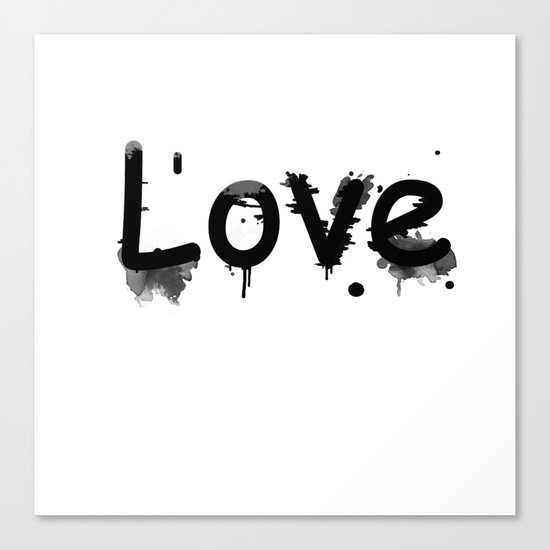 Black and white pattern Love . 1 Canvas Print