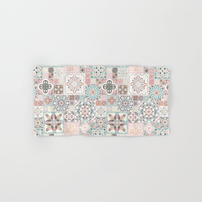 Moroccan Tile Pattern With Rose Gold Hand Bath Towel By Piplulu Moroccan Tile Pattern With Rose Gold Hand Bath Towel