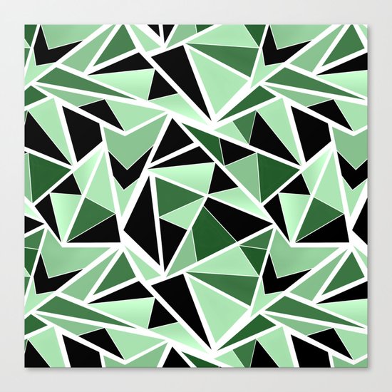 Abstract geometric pattern in black and green tones .Triangles . Canvas Print