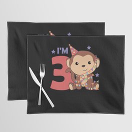 Third Birthday Monkey For Kids 3 Years Old Placemat