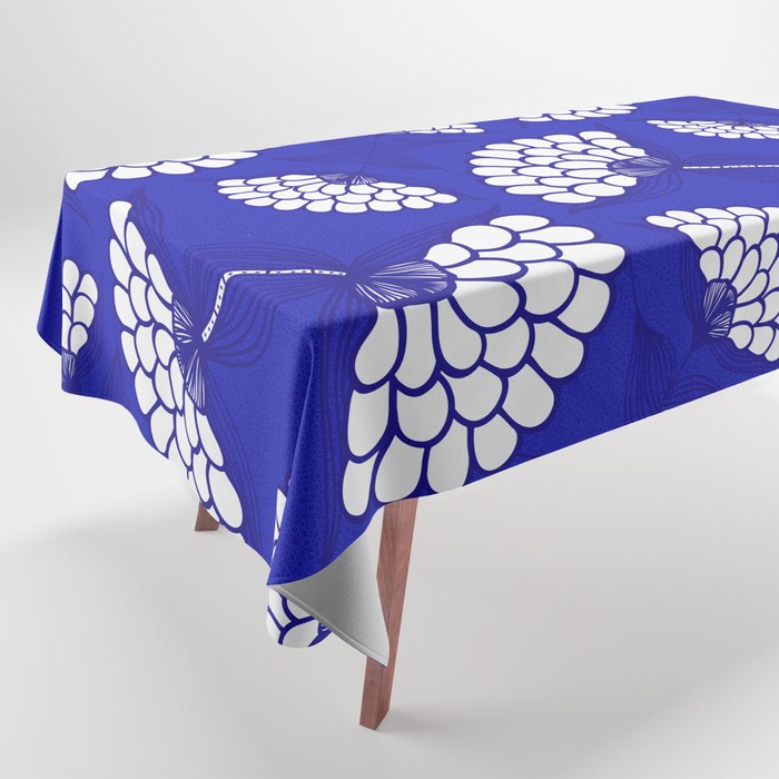 African Floral Motif on Royal Blue Tablecloth