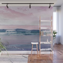 Pacific Dreamscape - Ocean Waves Pink + Blue Wall Mural