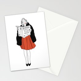 Girl Reading the News Stationery Card