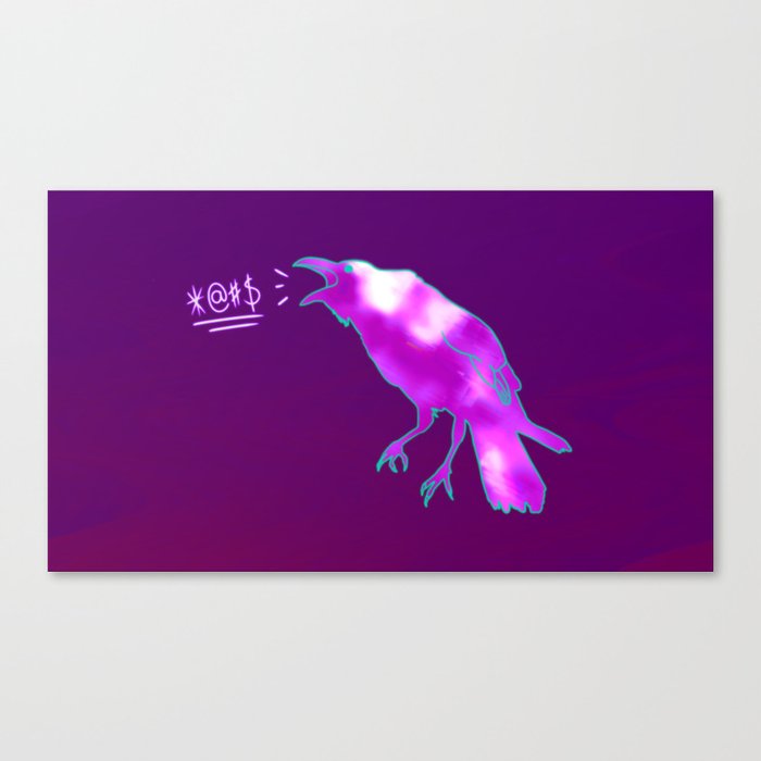Angry Pink Raven Canvas Print