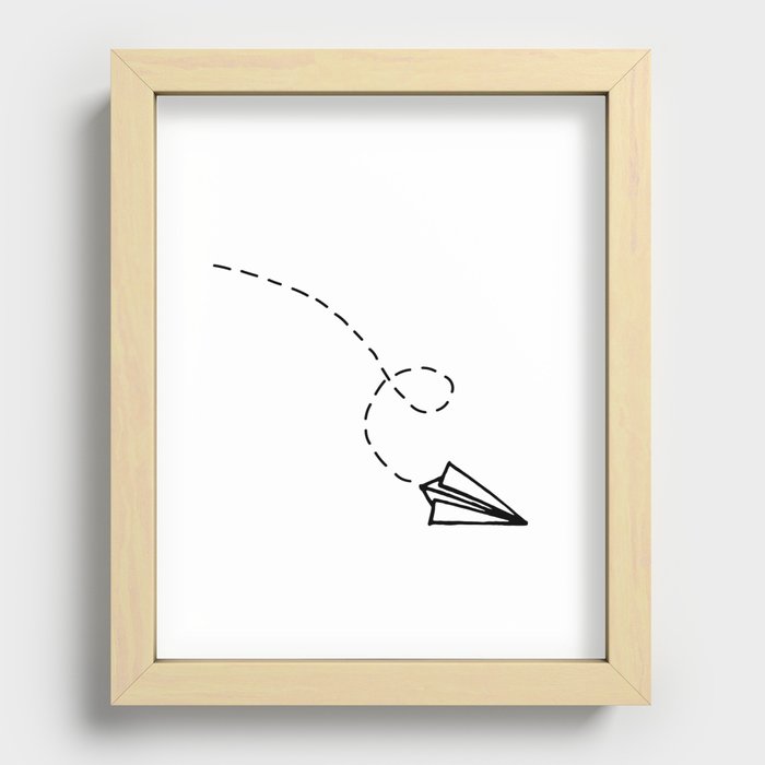 Send It Simple Paper Airplane Drawing Recessed Framed Print