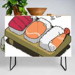 three cute sushi sleeping Credenza
