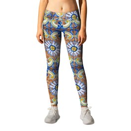 Vintage Italian Majolica Tiles Leggings