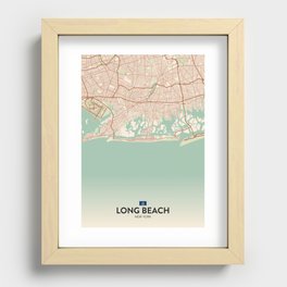 Long Beach, New York, United States - Vintage City Map Recessed Framed Print