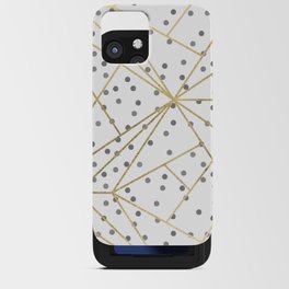 Elegant Abstract Gray Gold Geometrical Polka Dots Pattern iPhone Card Case
