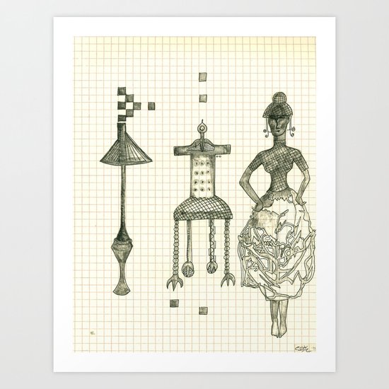 Lamp Chair Woman Art Print