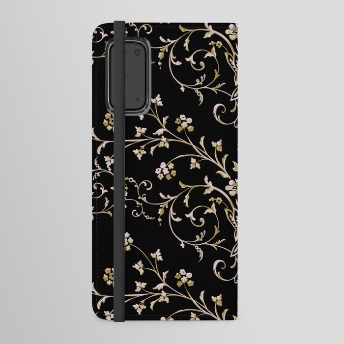 Elegant Antique Baroque Black & Gold Scroll Pattern Android Wallet Case
