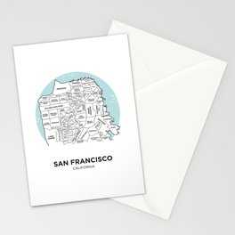 San Francisco Neighborhood Map Stationery Cards