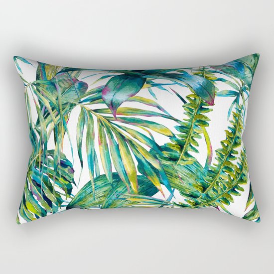 nature leaves exotic watercolor I Rectangular Pillow
