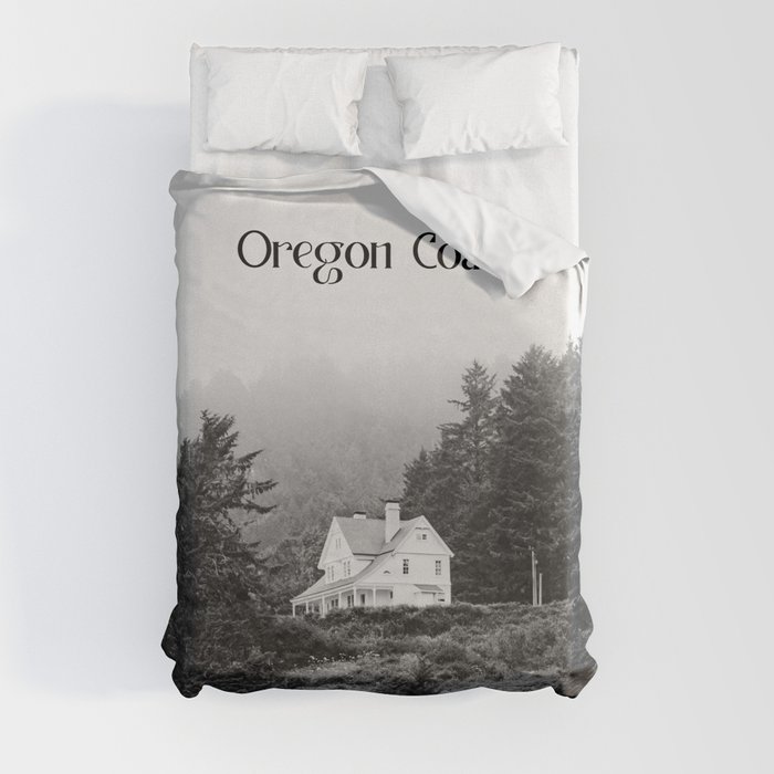 Fog on the Coast | Black and White Photography in the PNW Duvet Cover