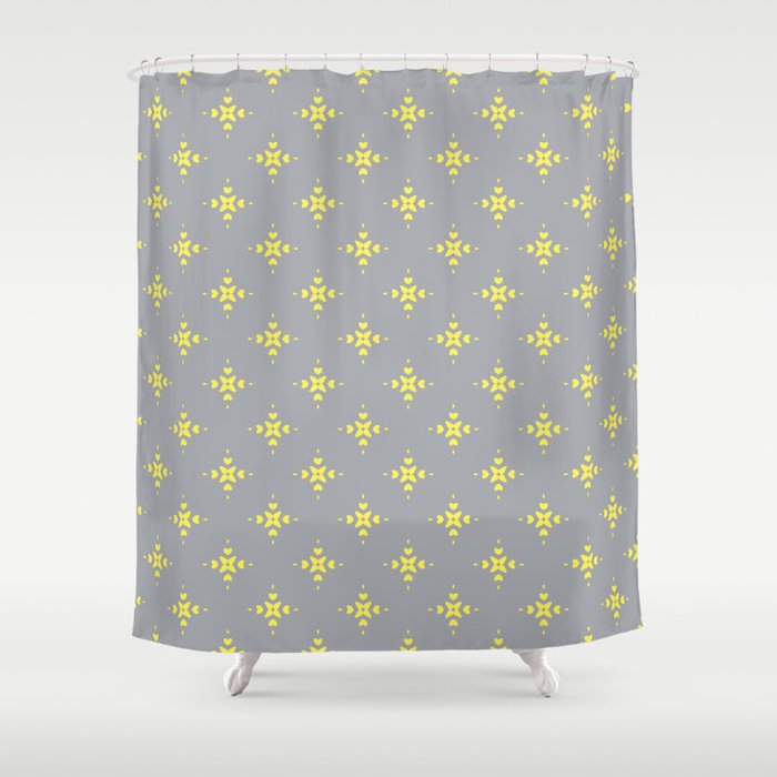 Ornamental Pattern With Grey And Lemon Yellow Colourway Shower