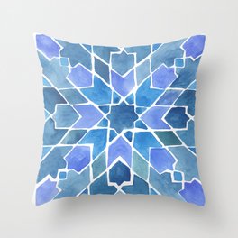 Watercolor Moroccan Tile One Throw Pillow