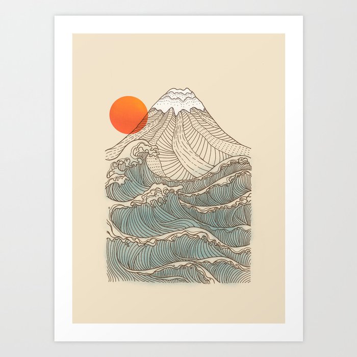 Mount Fuji the great wave  Art Print