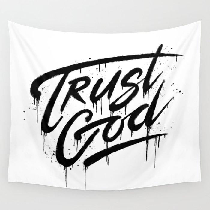 Lettering Trust God Wall Tapestry