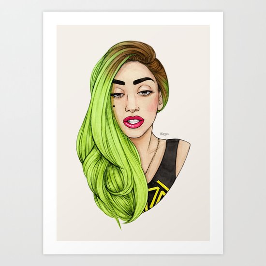 Lady Neon Art Print
