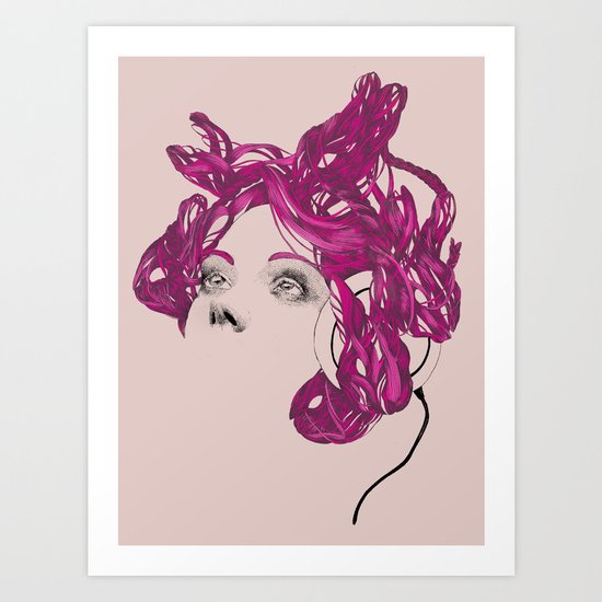 pink bunny lady Art Print