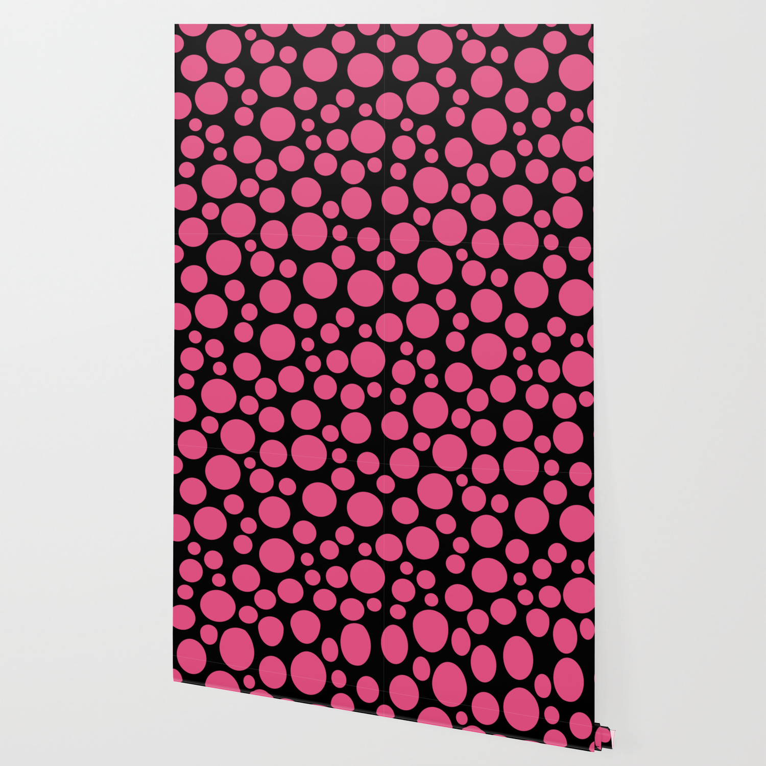 Black And Pink Polka Dot Pattern Wallpaper By Fuzzyfox85 Society6