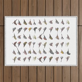 garden birds, drawn in watercolour pencils Outdoor Rug