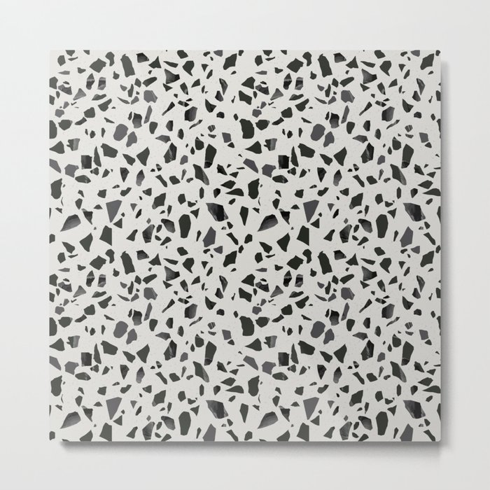 Black and white terrazzo flooring seamless pattern Metal Print