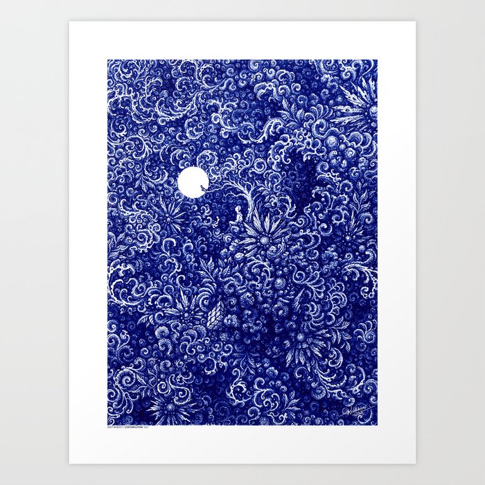 CONTEMPLATION - ORIGINAL BLUE - Visothkakvei Art Print