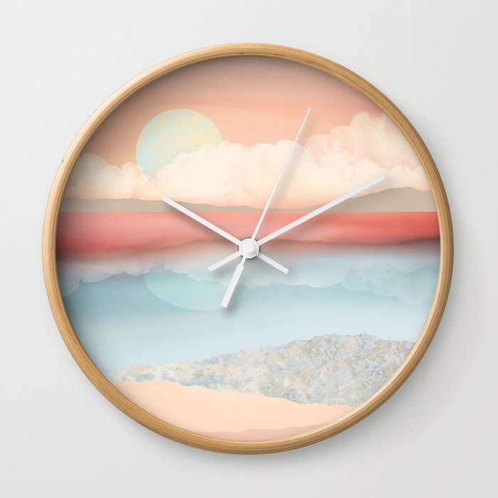 Mint Moon Beach Wall Clock