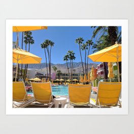 Palm Springs "Oasis" Kunstdrucke | California, Midcenturymodern, Palmsprings, Pool, Color, Sunny, Palmtree, Yellow, Photo, Cochellavalley 