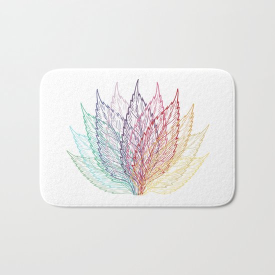 Colourful Layered Leaves Blue Purple Red Yellow Bath Mat