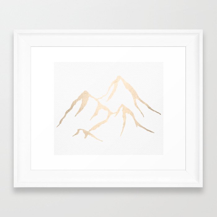 Adventure White Gold Mountains Framed Art Print
