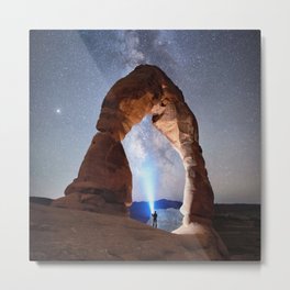 Starry Night Pointer at Milky Way Night sky in Moab Arches National Park  Utah USA  Metal Print | Sandstone, Utah, Sky, Usa, Light, National, Arch, Landscape, Stars, Background 