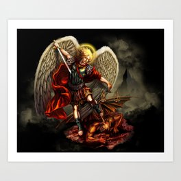 Saint Michael Archangel against the Devil Art Print