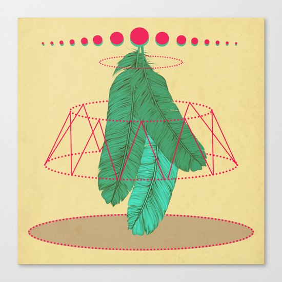 blugreenish circled feathers Canvas Print