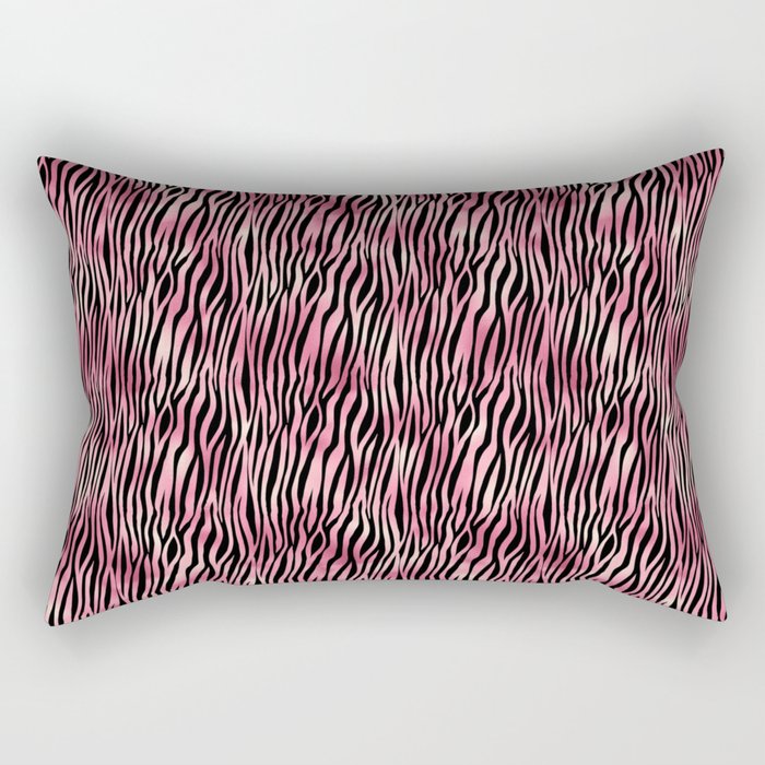 Pink Black Tiger Stripes Pattern Rectangular Pillow
