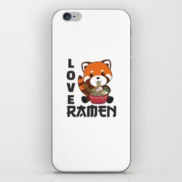Powered By Ramen Cute Red Panda Eats Ramen Noodles iPhone Skin