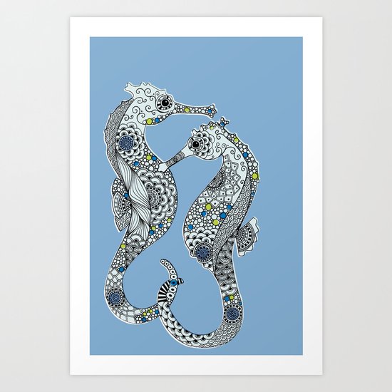 Two Seahorses Art Print