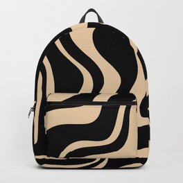 Retro Liquid Swirl Abstract Pattern in Black and Camel Backpack
