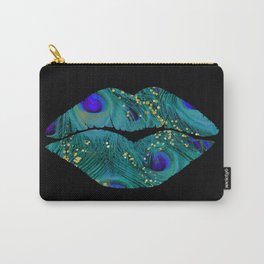 Teal Peacock Kissing lips Carry-All Pouch