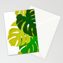 Green Monstera Leaves White Background #decor #society6 #buyart Stationery Card