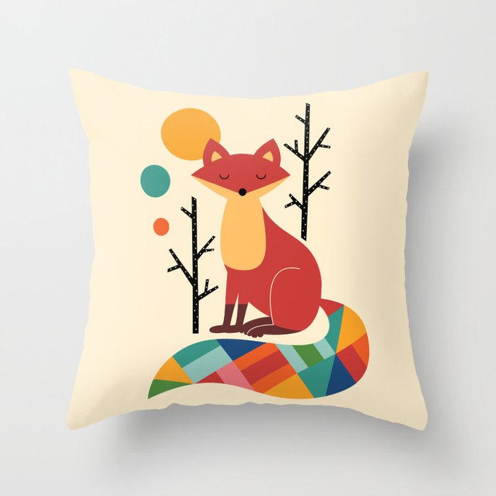 Rainbow Fox Throw Pillow